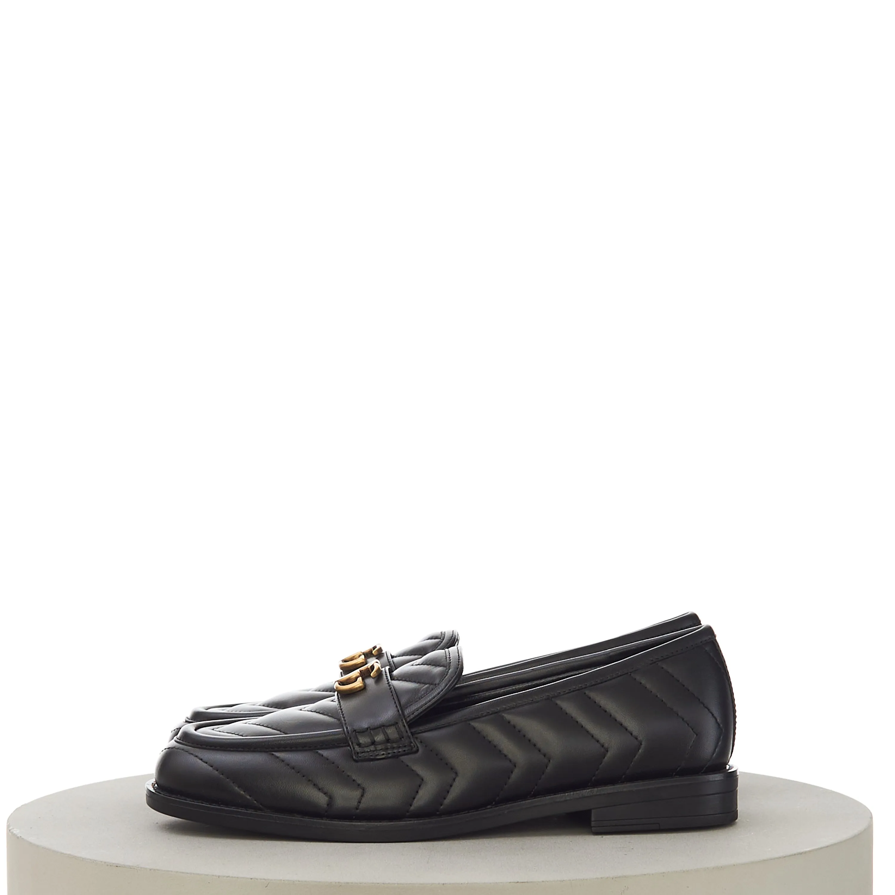 Women's Loafer With Double G In Black Leather