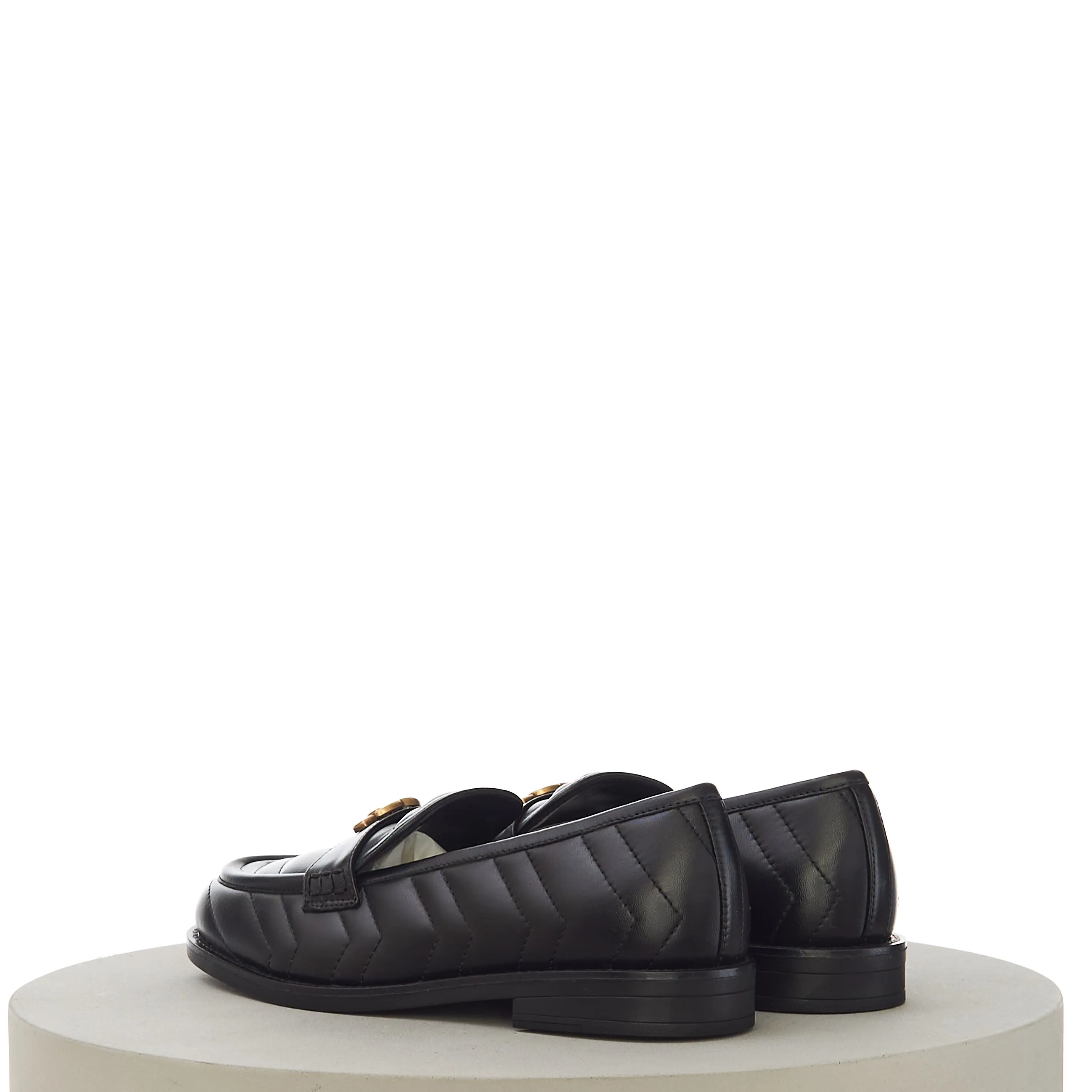Women's Loafer With Double G In Black Leather