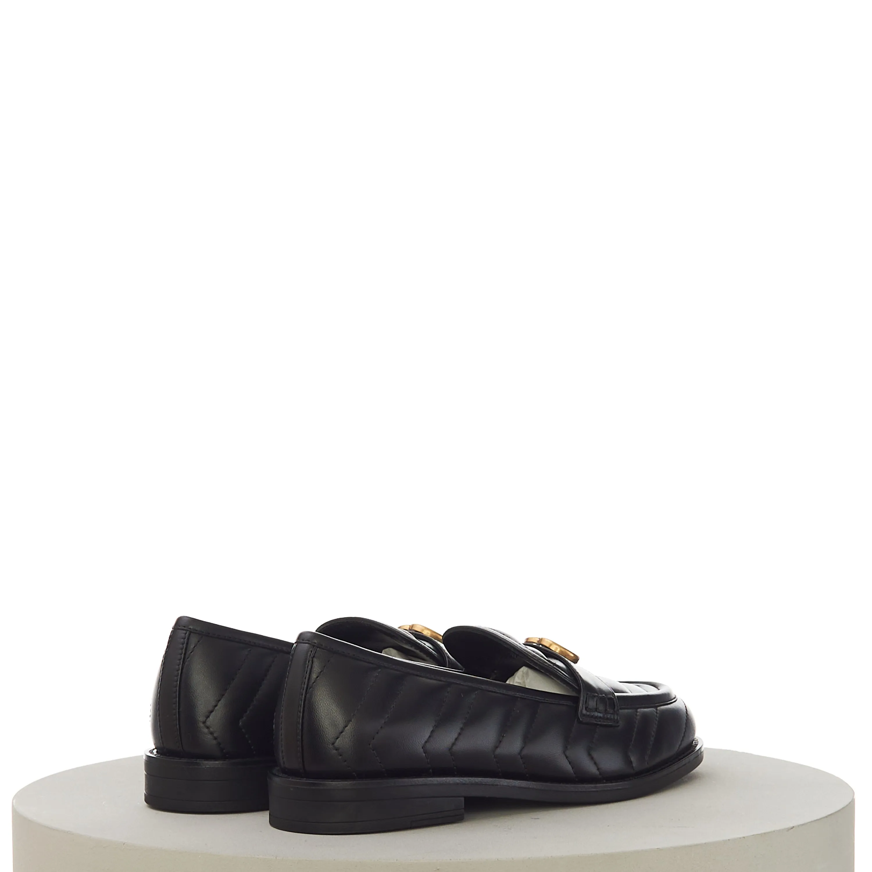 Women's Loafer With Double G In Black Leather