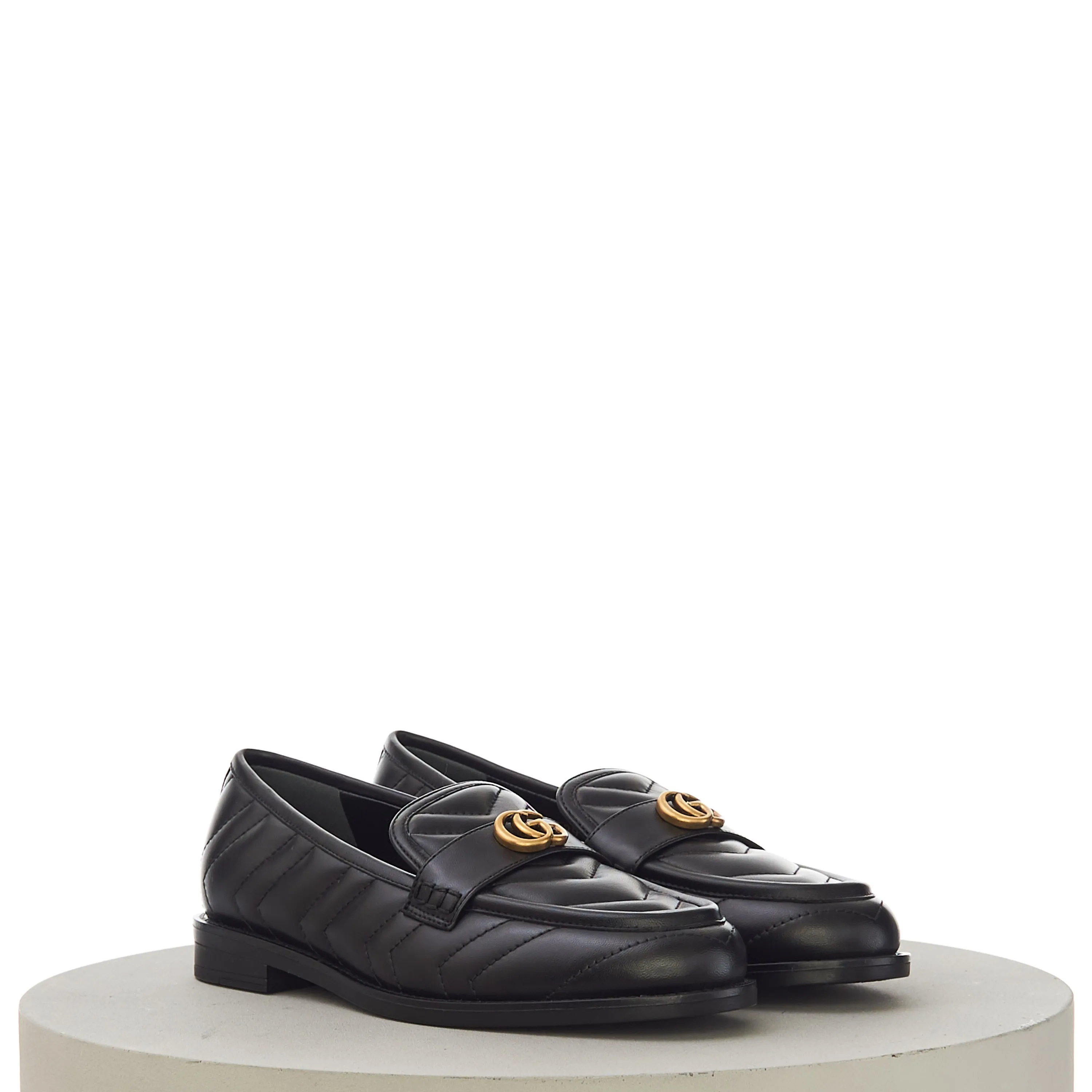 Women's Loafer With Double G In Black Leather