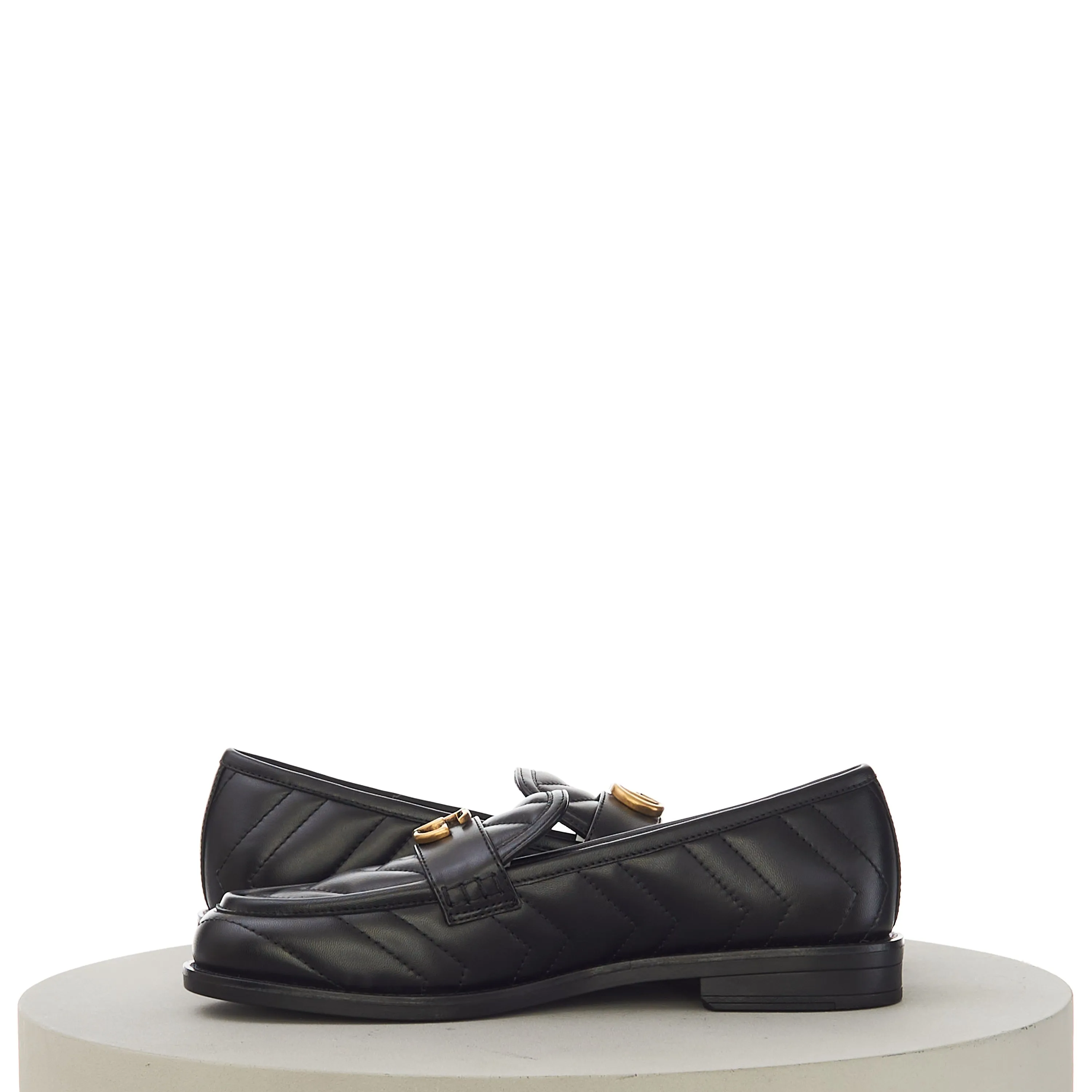 Women's Loafer With Double G In Black Leather