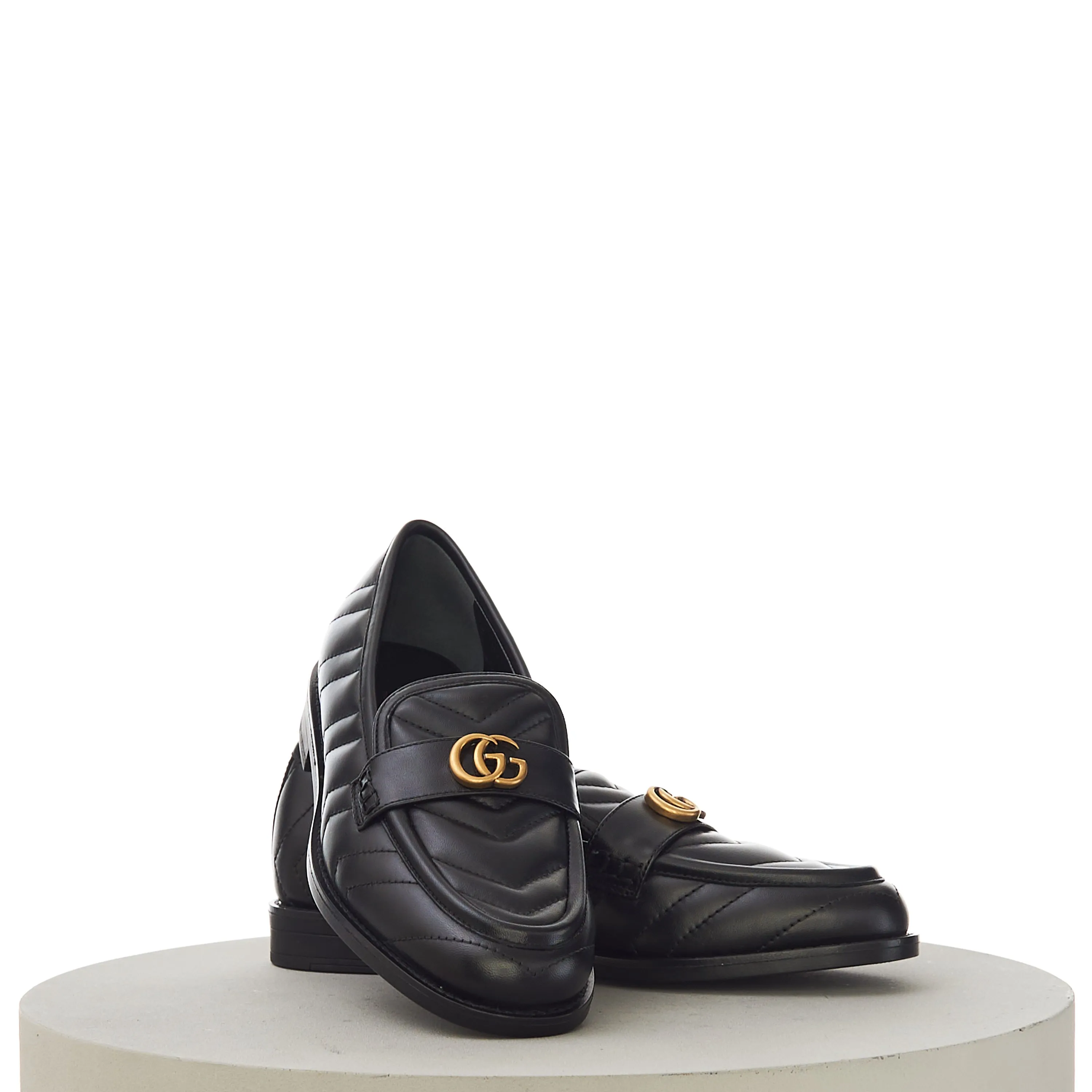 Women's Loafer With Double G In Black Leather