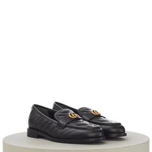 Women's Loafer With Double G In Black Leather