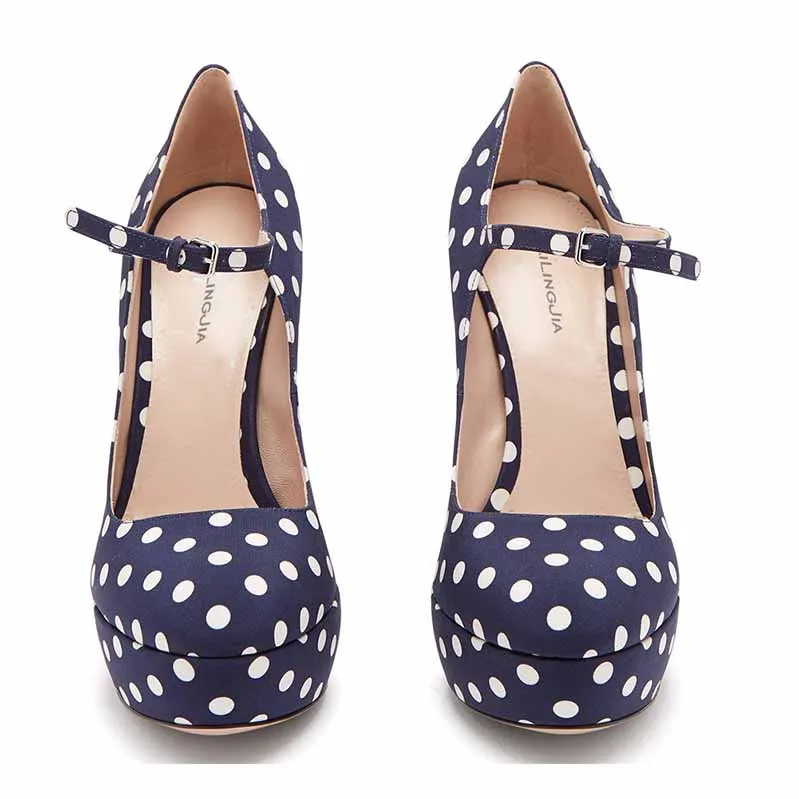 Womens Mary Jane Platform Heels Peep Toe Ankle Strap Pumps