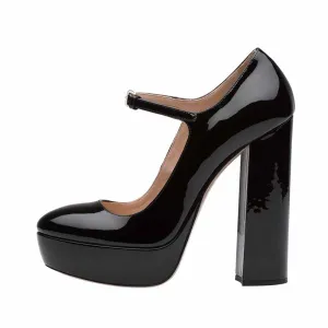Womens Mary Jane Platform Heels Peep Toe Ankle Strap Pumps