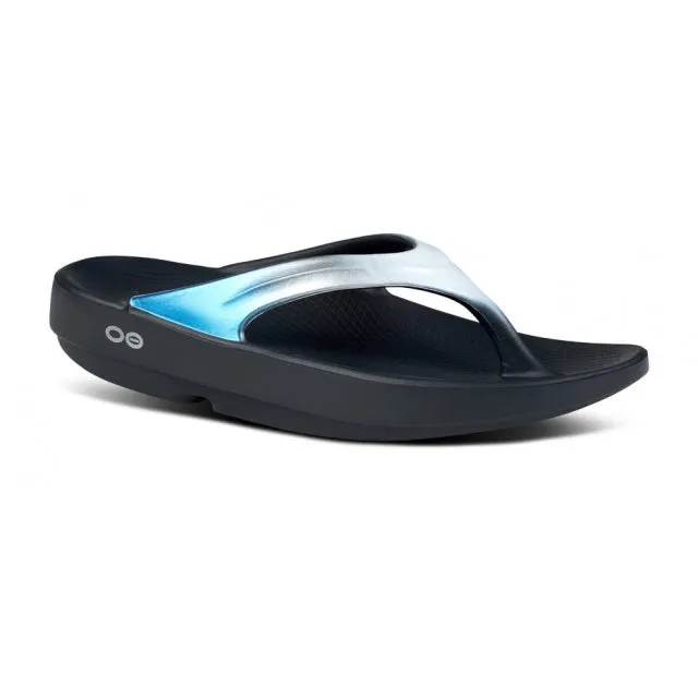 Women's Oofos Ooahh Luxe Slide 1101MDNHTSPEC Color:  Midnight Spectre