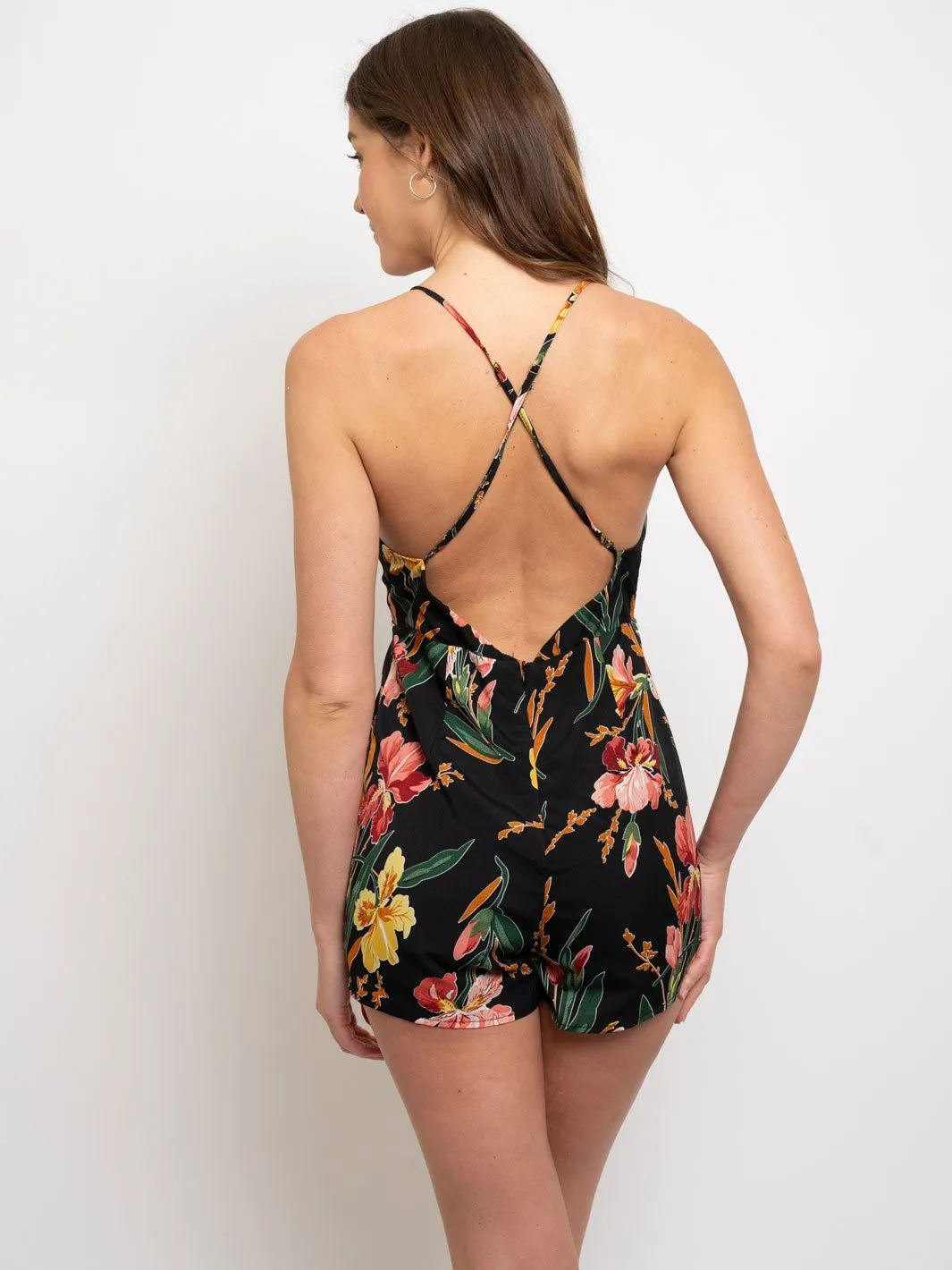 WOMEN'S OPEN BACK FLORAL ROMPER