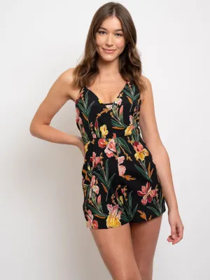 WOMEN'S OPEN BACK FLORAL ROMPER