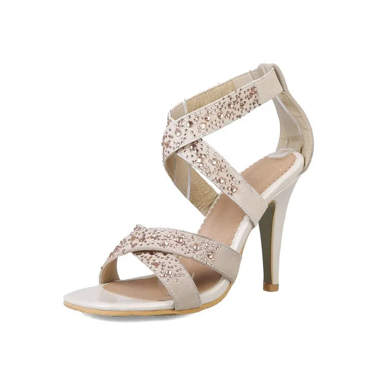 Women's Rhinestone Decor Stiletto Heels Sandals