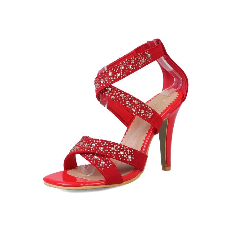 Women's Rhinestone Decor Stiletto Heels Sandals