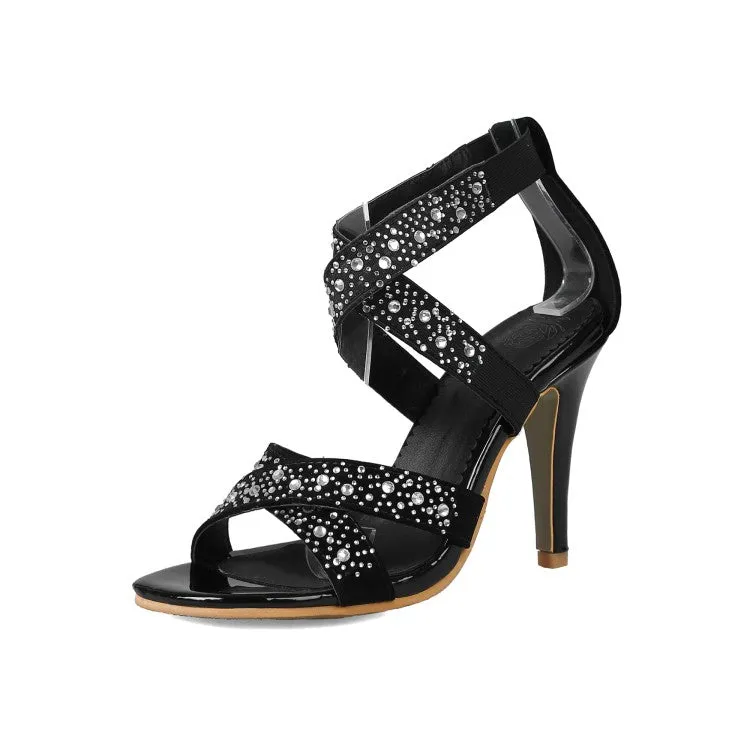 Women's Rhinestone Decor Stiletto Heels Sandals