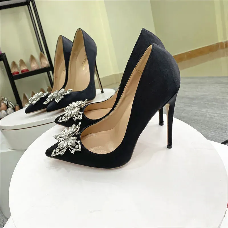 Women's Sexy 12cm Butterfly button high heels high heels,