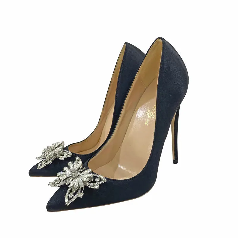 Women's Sexy 12cm Butterfly button high heels high heels,