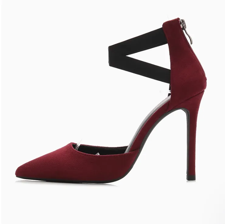 Women's Side Empty Ankle Strap Heels TS274