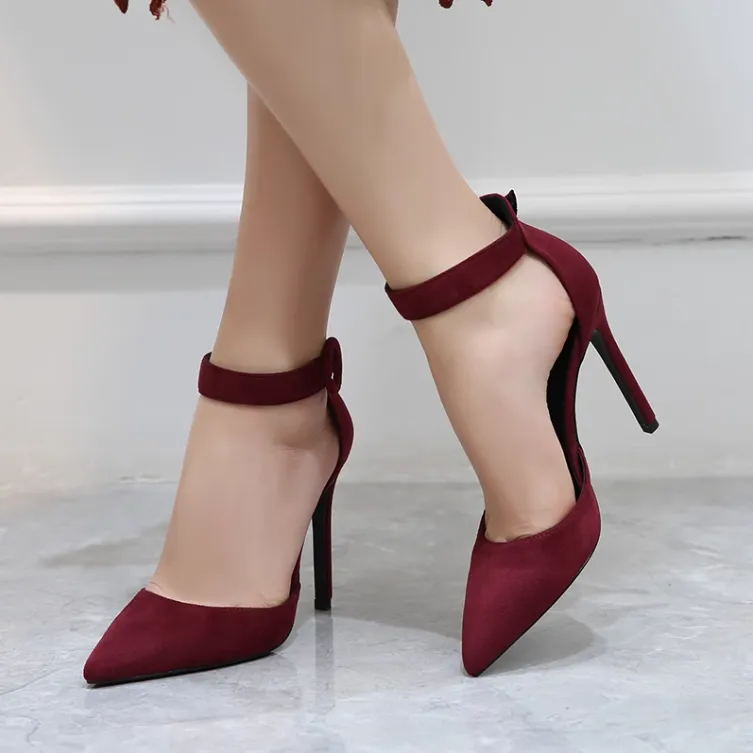 Women's Side Empty Ankle Strap Heels TS274