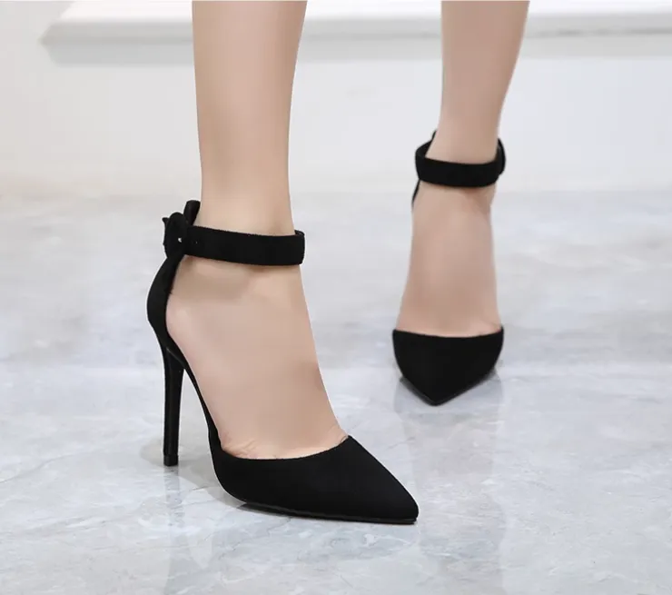 Women's Side Empty Ankle Strap Heels TS274