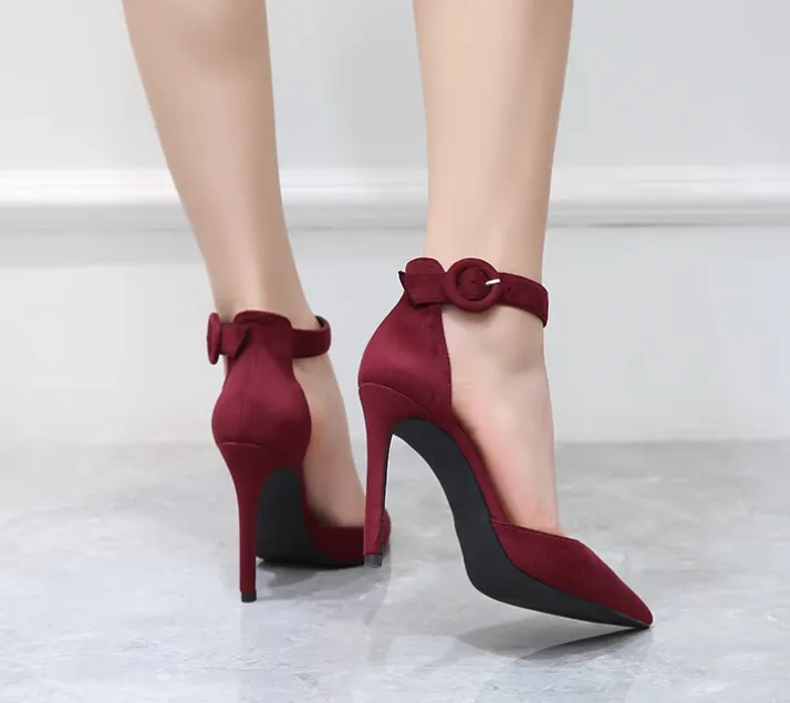 Women's Side Empty Ankle Strap Heels TS274