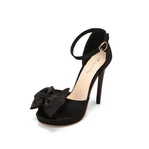 Women's Stain Bowtie Ankle Strap Stiletto High Heel Platform Sandals