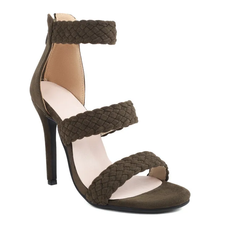 Women's Straps Back Zippers Ankle Strap Stiletto Heel Sandals