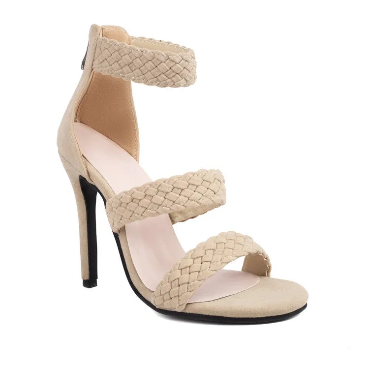 Women's Straps Back Zippers Ankle Strap Stiletto Heel Sandals
