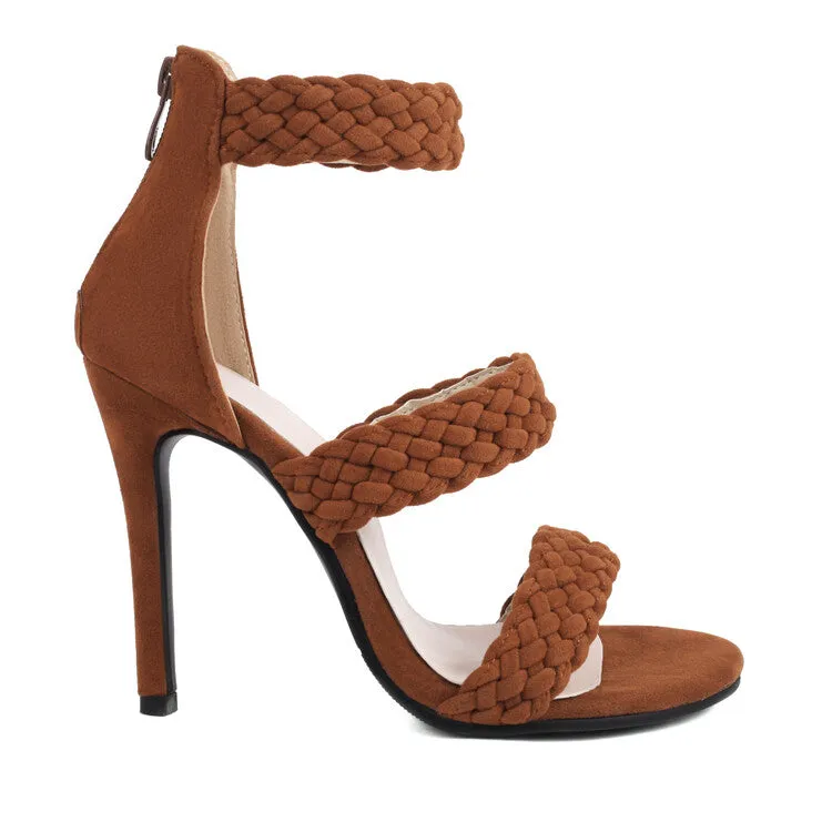 Women's Straps Back Zippers Ankle Strap Stiletto Heel Sandals