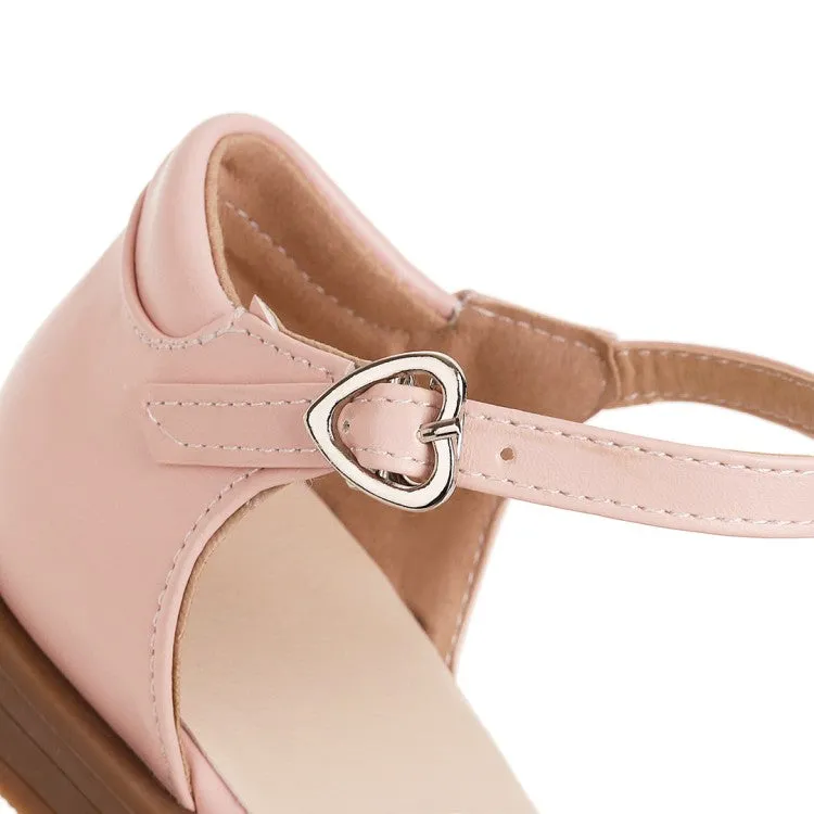 Women's's Round Toe Butterfly Knot Ankle Strap Hollow Out Flat Sandals