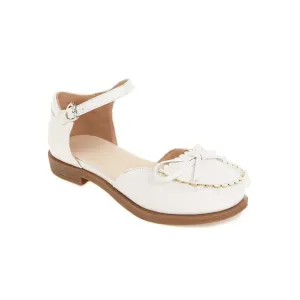 Women's's Round Toe Butterfly Knot Ankle Strap Hollow Out Flat Sandals