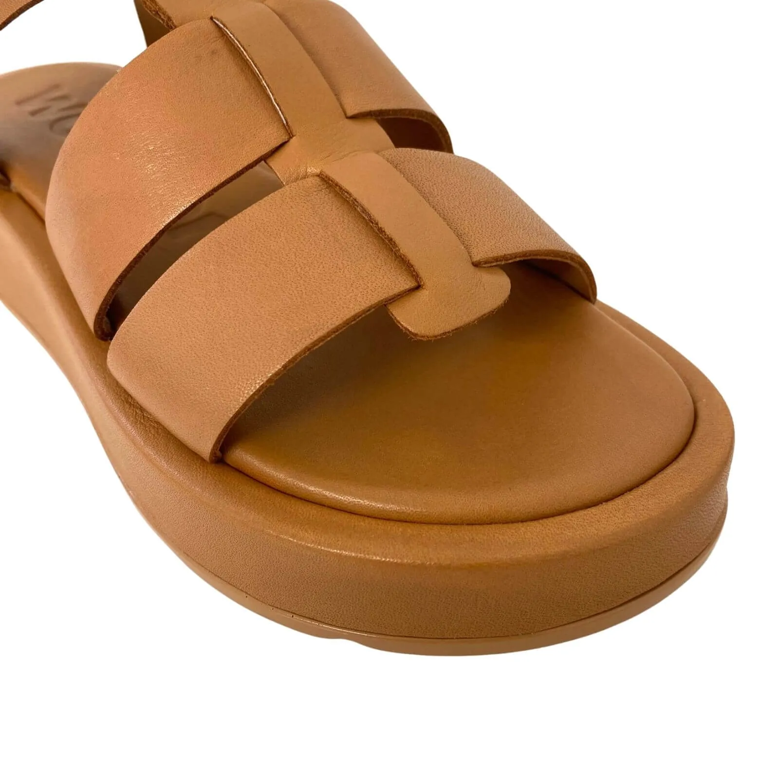 Wonders Tan Leather Gladiator Flat Sandals