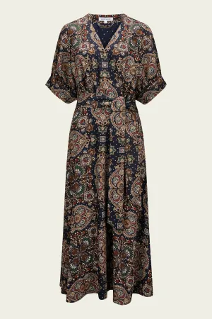 Wyatt Midi Dress in Navy Multi