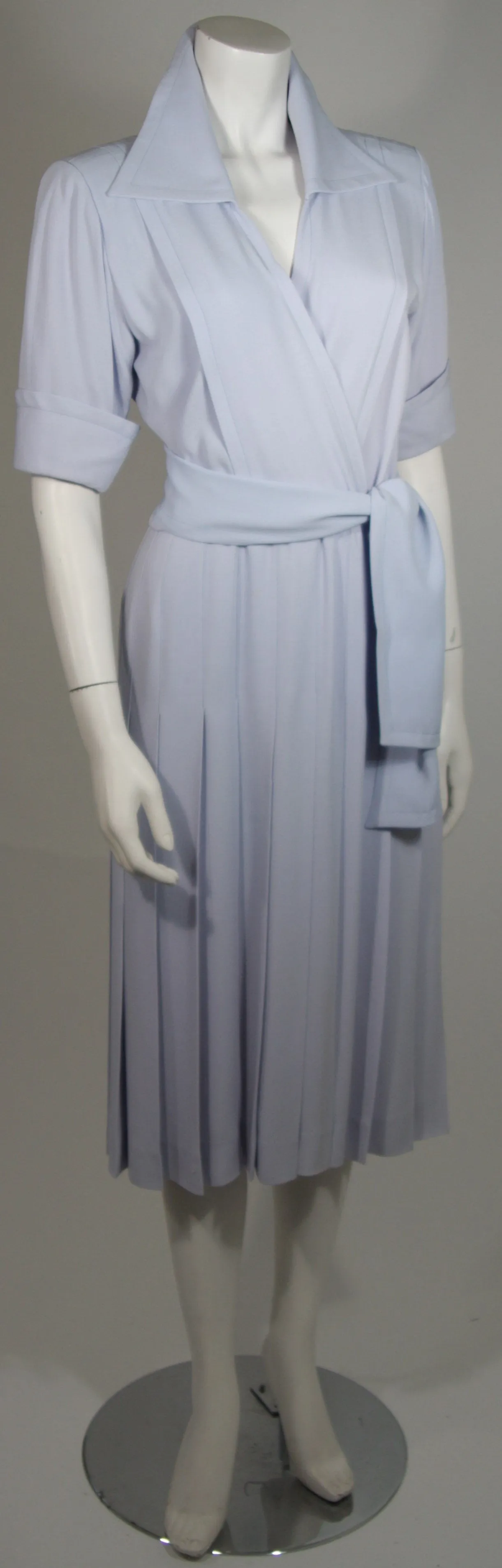 YVES SAINT LAURENT Periwinkle Belted Shirt Dress