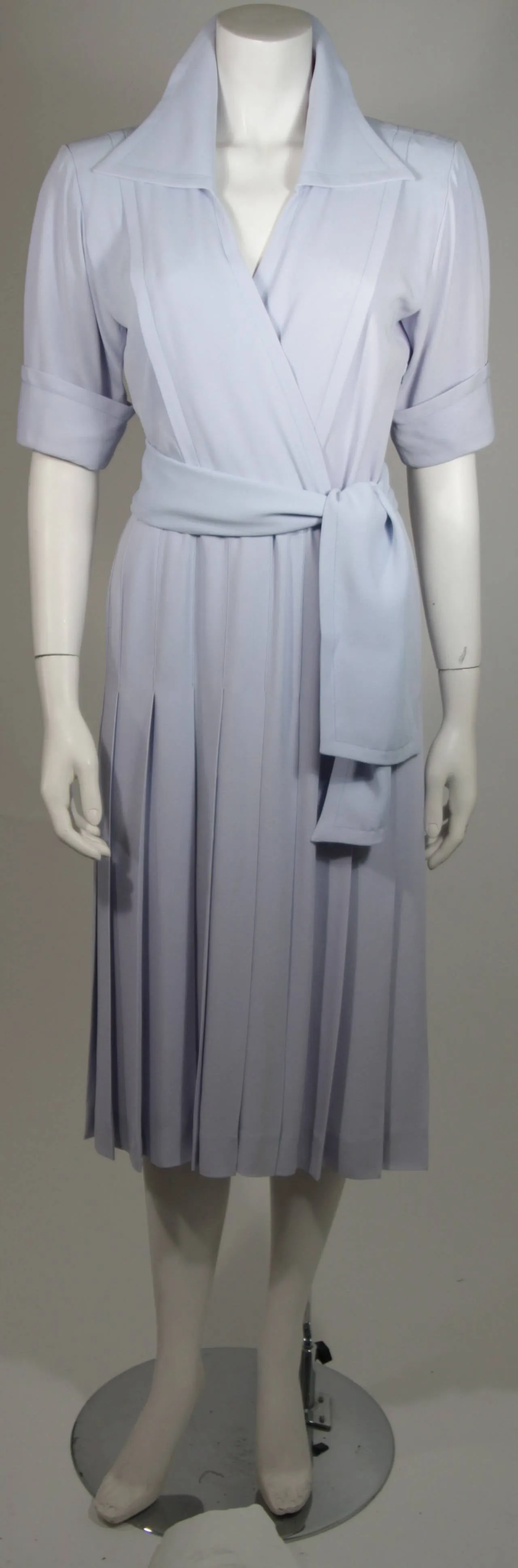 YVES SAINT LAURENT Periwinkle Belted Shirt Dress