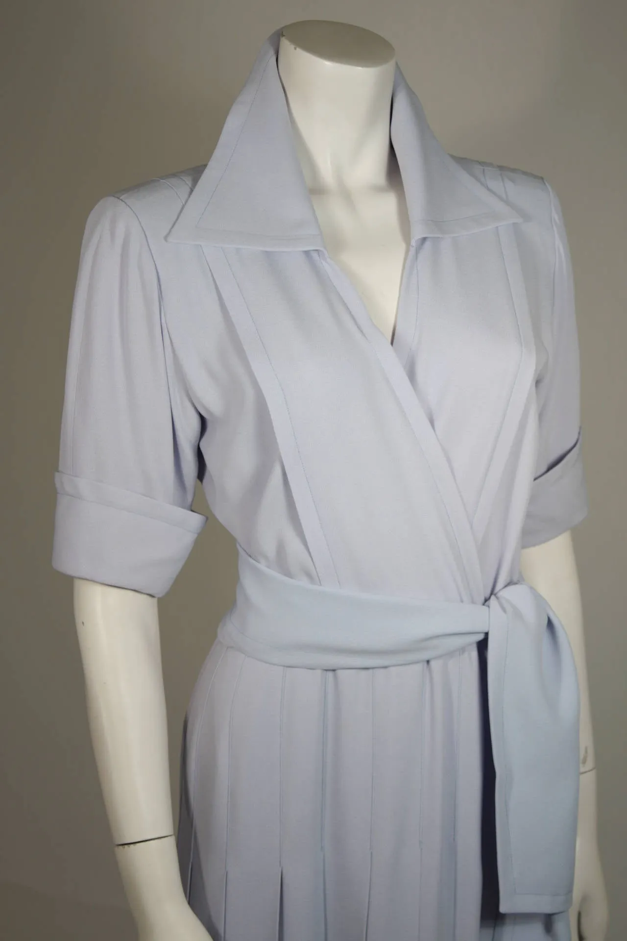 YVES SAINT LAURENT Periwinkle Belted Shirt Dress